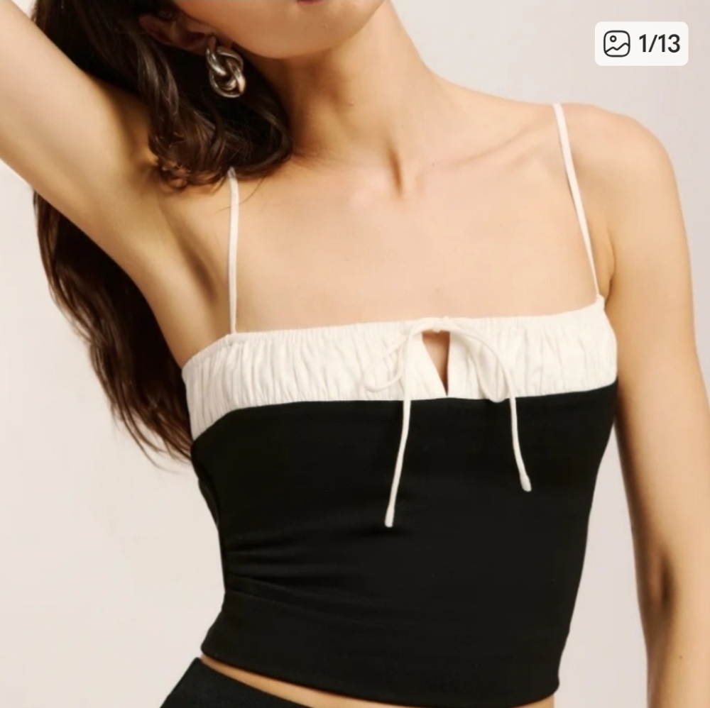 Reformation Black and White Sadie Knit Top Large